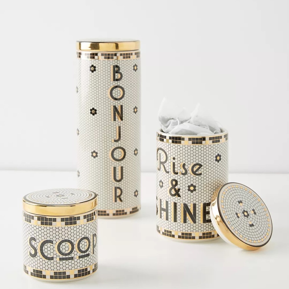 Anthropologie Bistro Tile Rise & Shine Canister - Picture 2 of 8